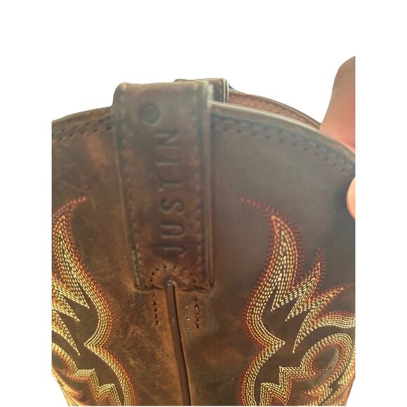 Justin 2551 Men's Stampede Western Cowboy Boots with Round Toe Brown Size 9D - Picture 5 of 5